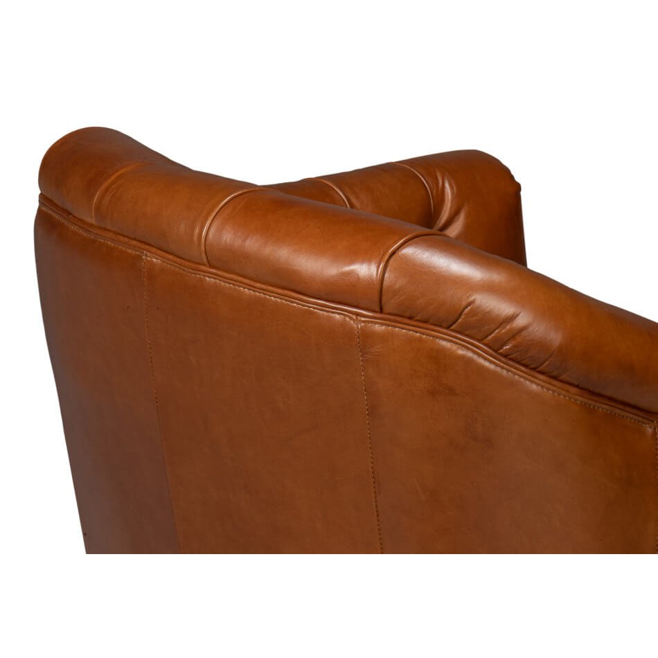 Classic Tufted Brown Leather Armchair - English Georgian America