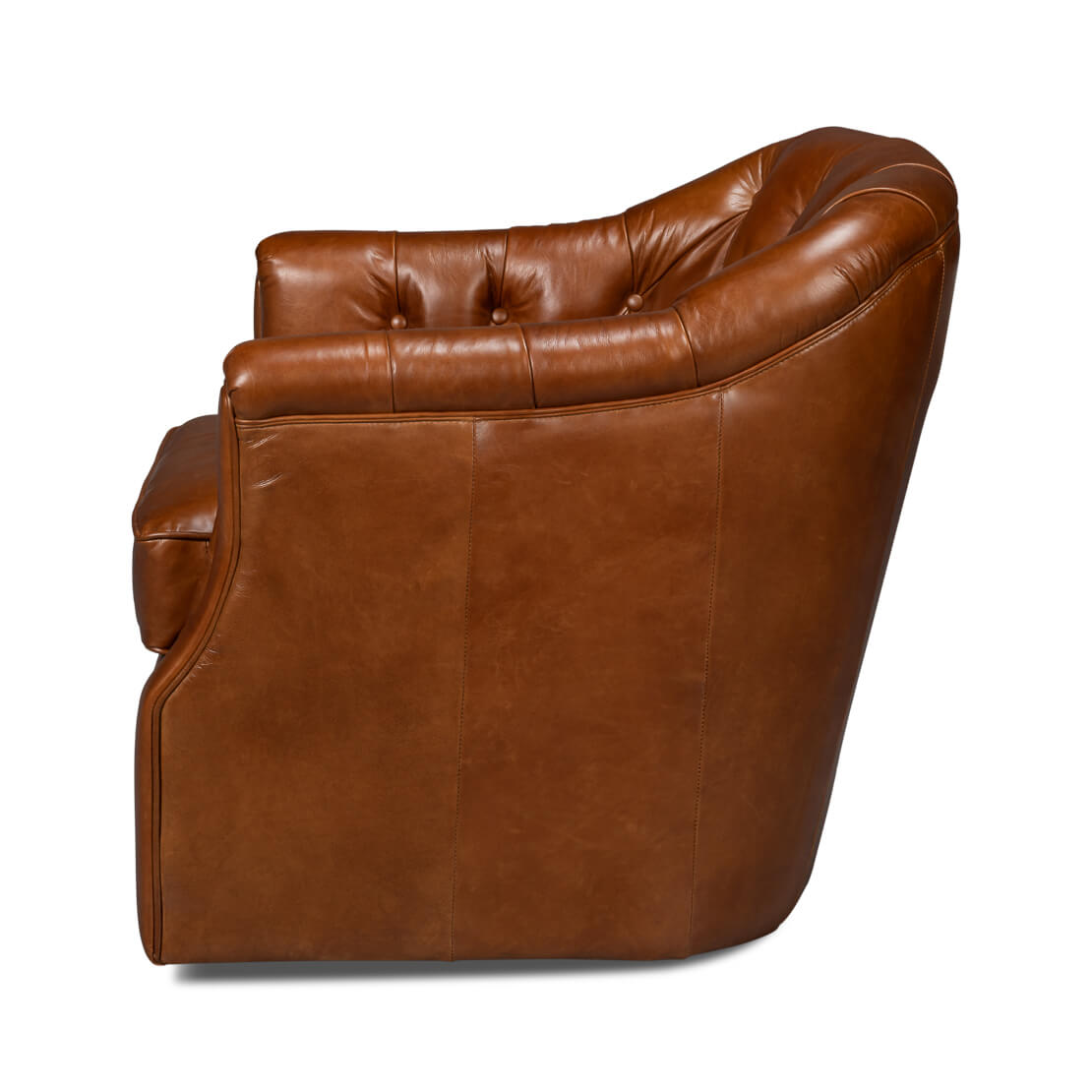 Classic Tufted Brown Leather Armchair - English Georgian America