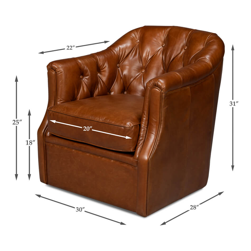 Classic Tufted Brown Leather Armchair - English Georgian America