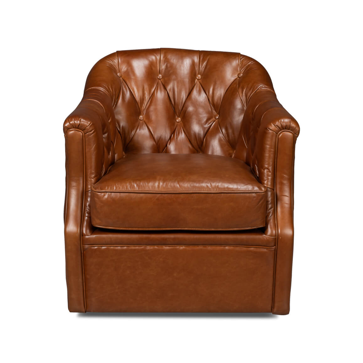 Classic Tufted Brown Leather Armchair - English Georgian America