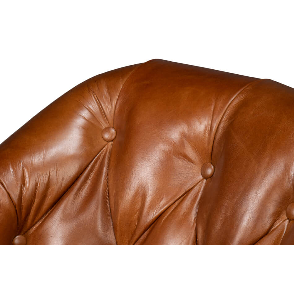 Classic Tufted Brown Leather Armchair - English Georgian America