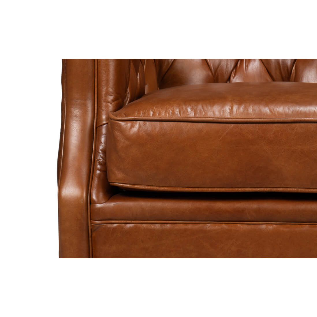 Classic Tufted Brown Leather Armchair - English Georgian America