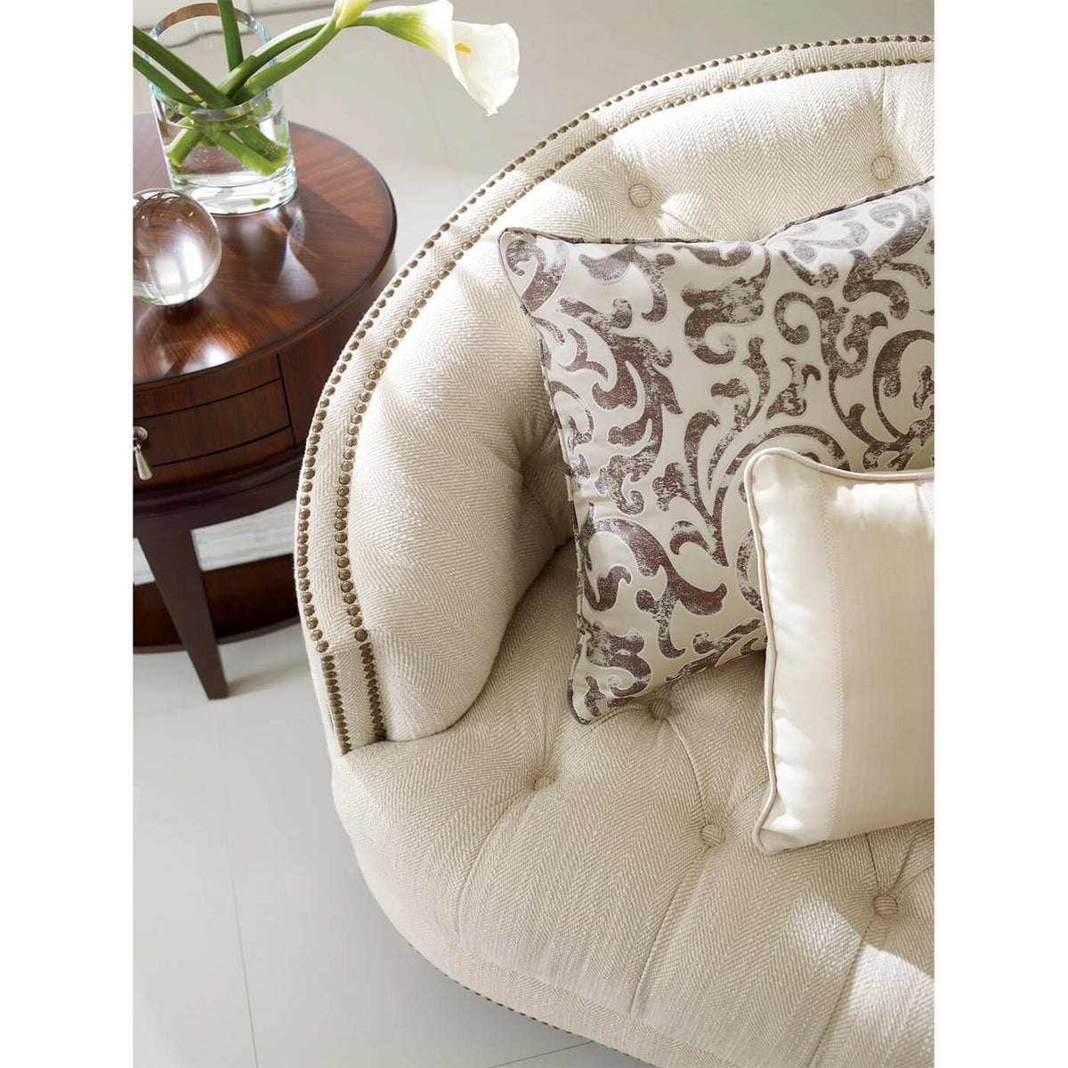 Classic Tufted Curved Back Sofa - English Georgian America