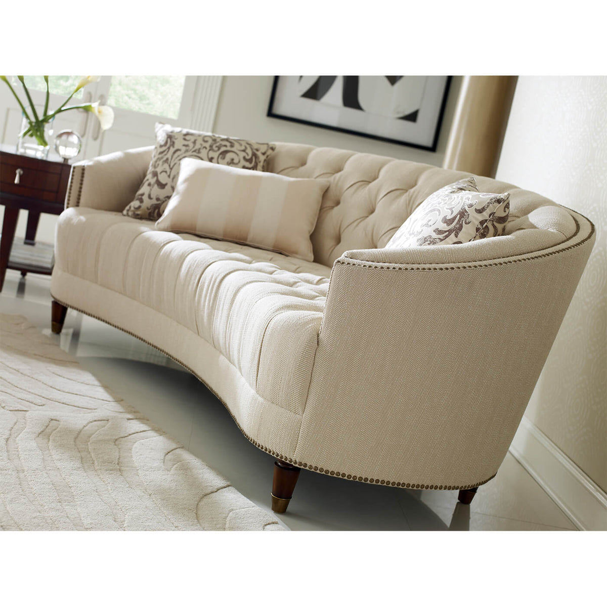 Classic Tufted Curved Back Sofa - English Georgian America
