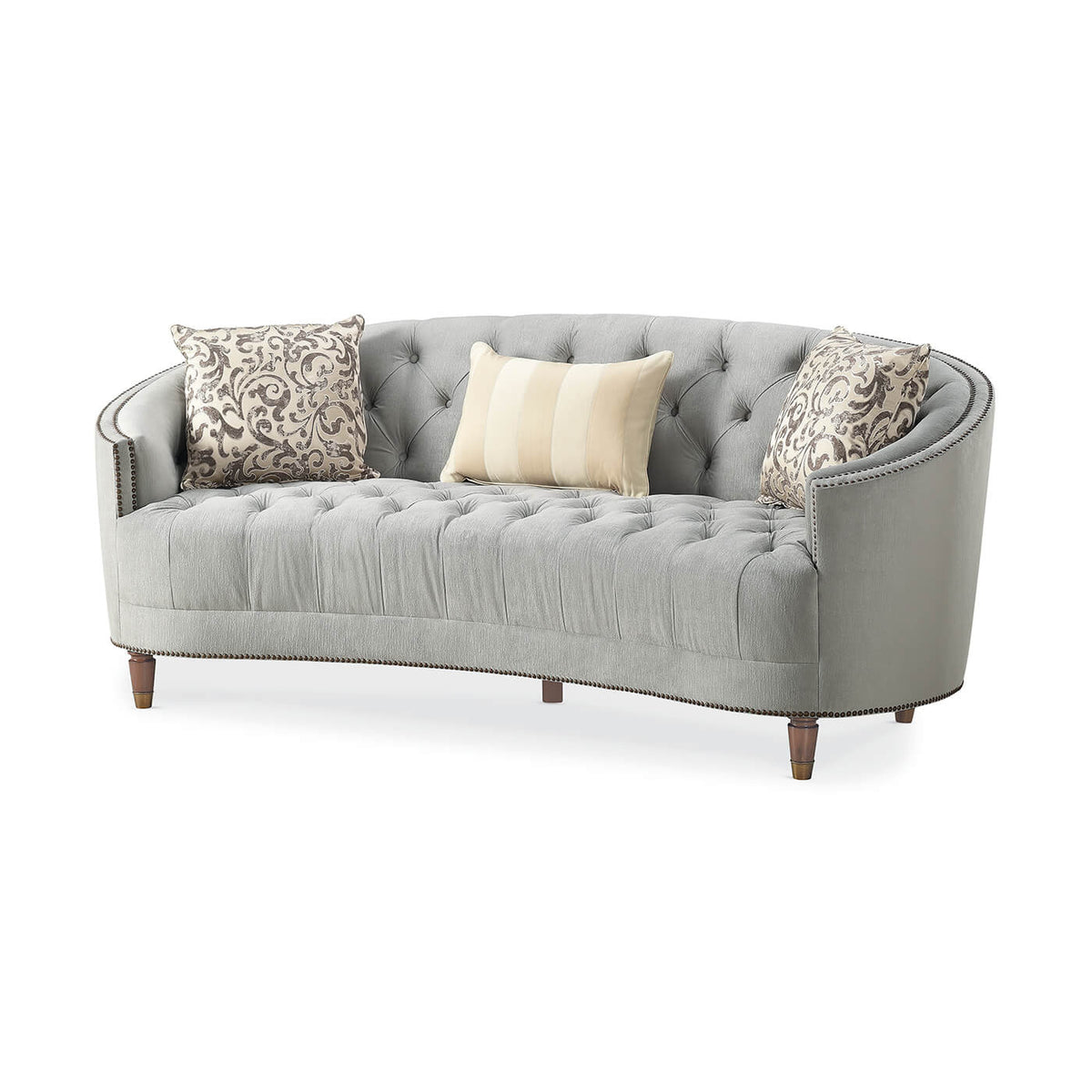 Classic Tufted Curved Back Sofa - Blue - English Georgian America