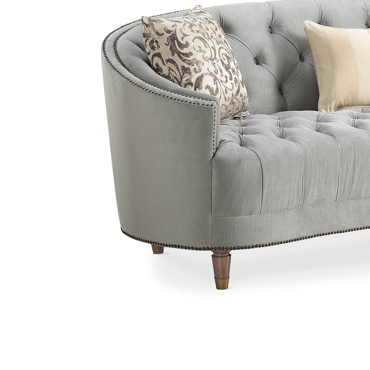 Classic Tufted Curved Back Sofa - Blue - English Georgian America