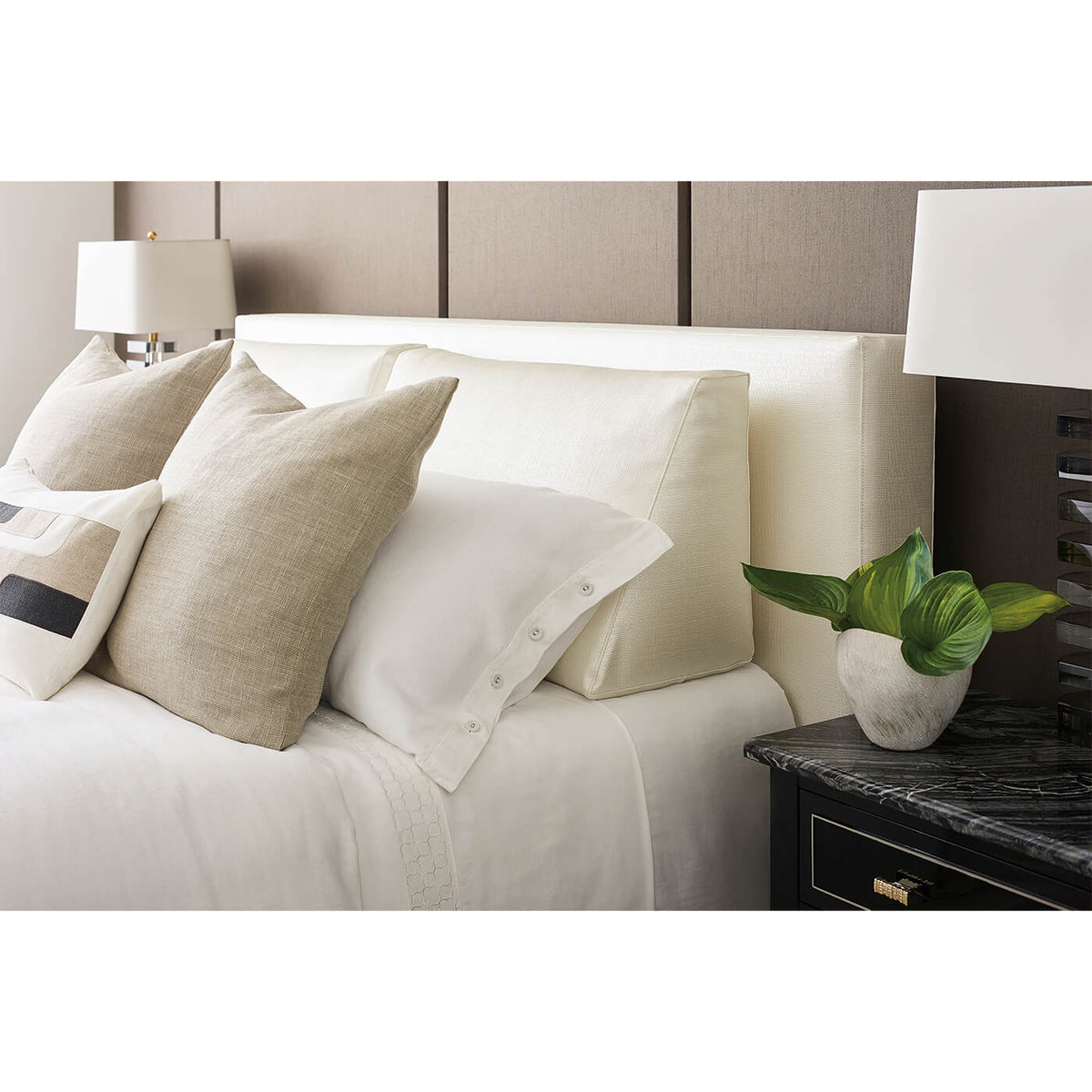 Classic Upholstered Platform King Bed - English Georgian America