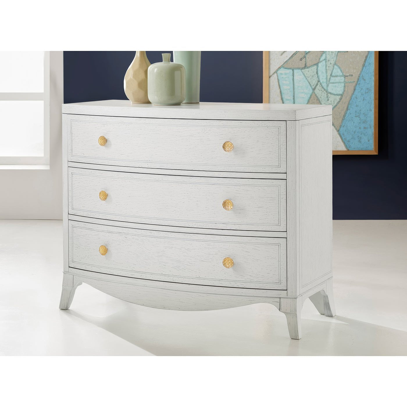 Classic White Bedside Chest - English Georgian America