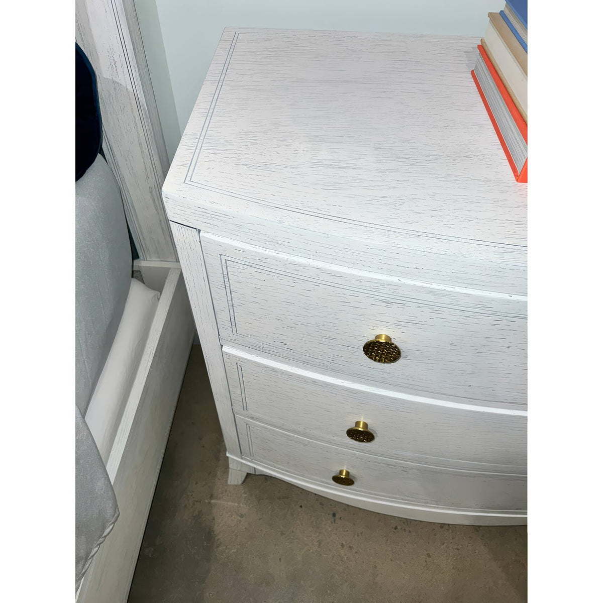 Classic White Bedside Chest - English Georgian America