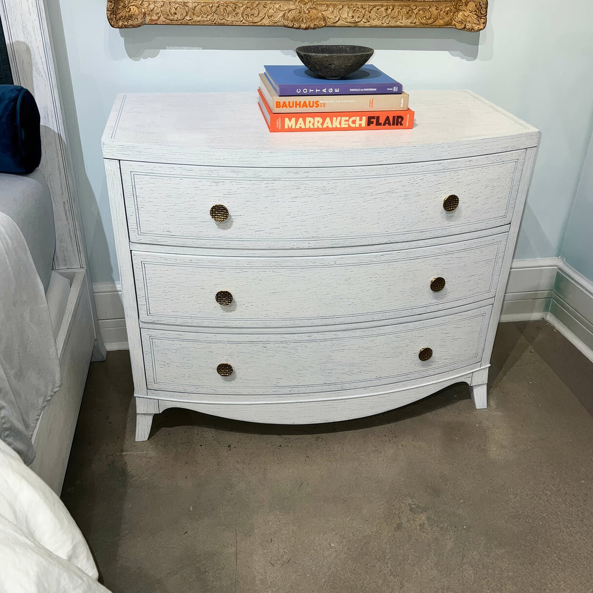 Classic White Bedside Chest - English Georgian America