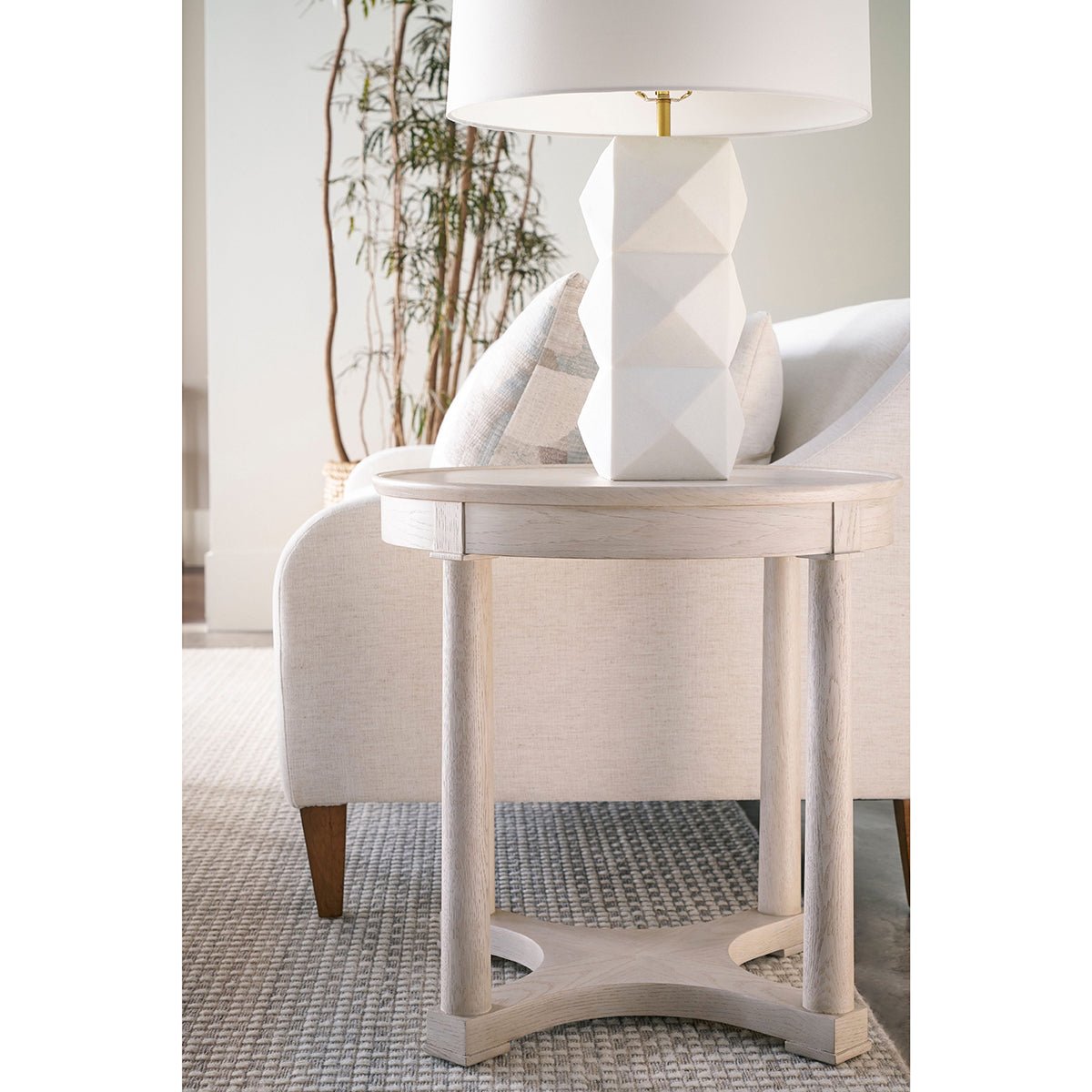 Classic White Round Side Table - English Georgian America