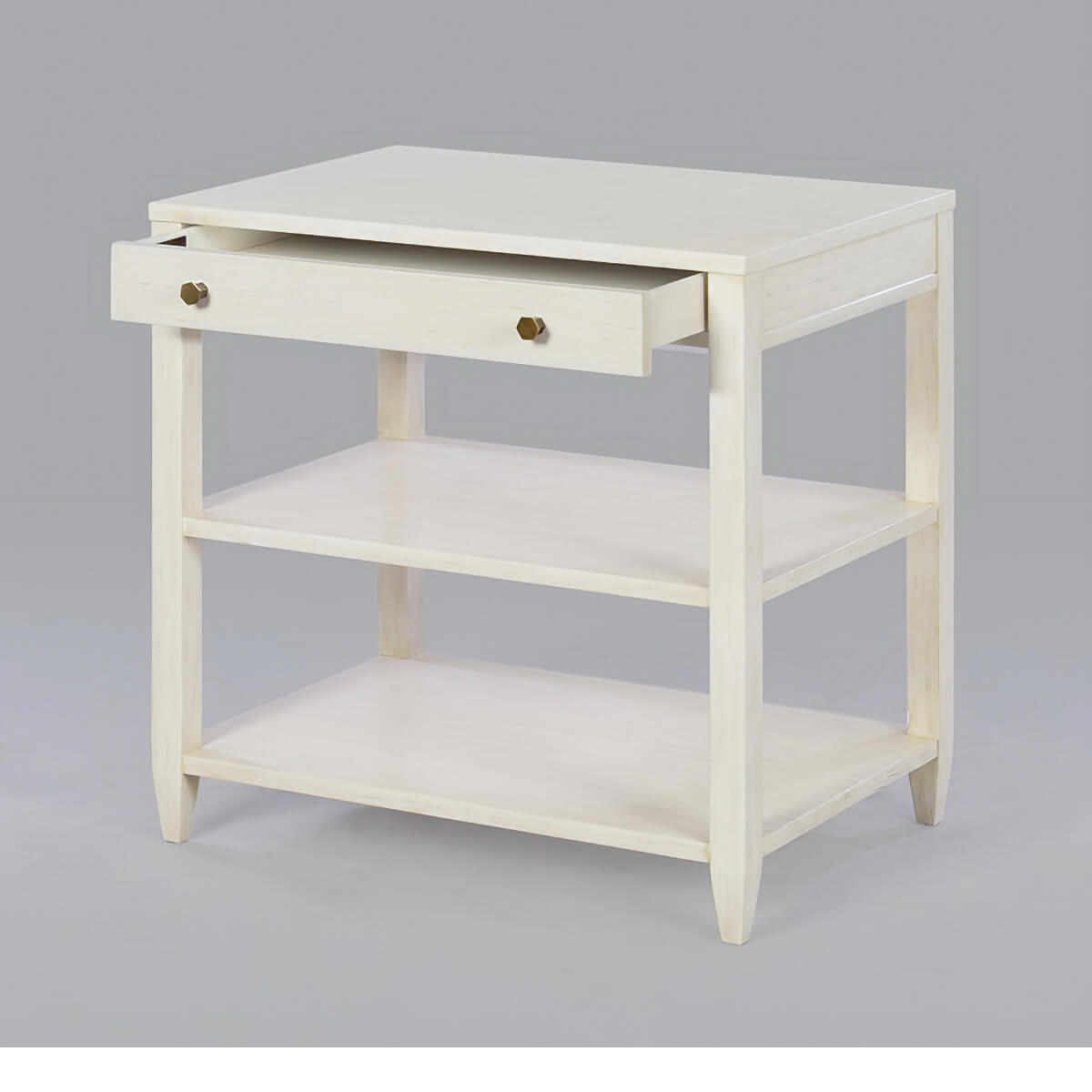 Classic Wide Side Table - Rustic White - English Georgian America
