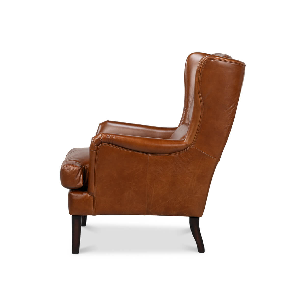 Classic Wingback Leather Chair - English Georgian America