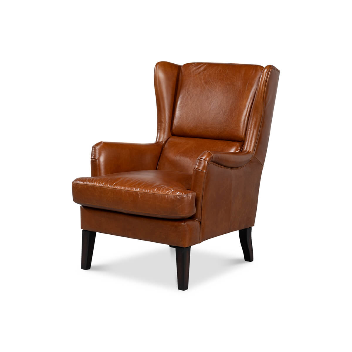 Classic Wingback Leather Chair - English Georgian America