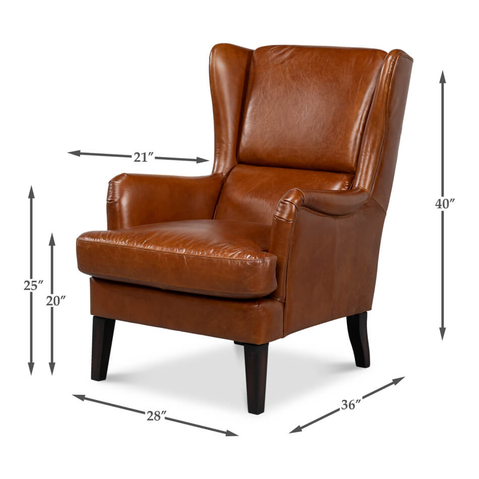 Classic Wingback Leather Chair - English Georgian America