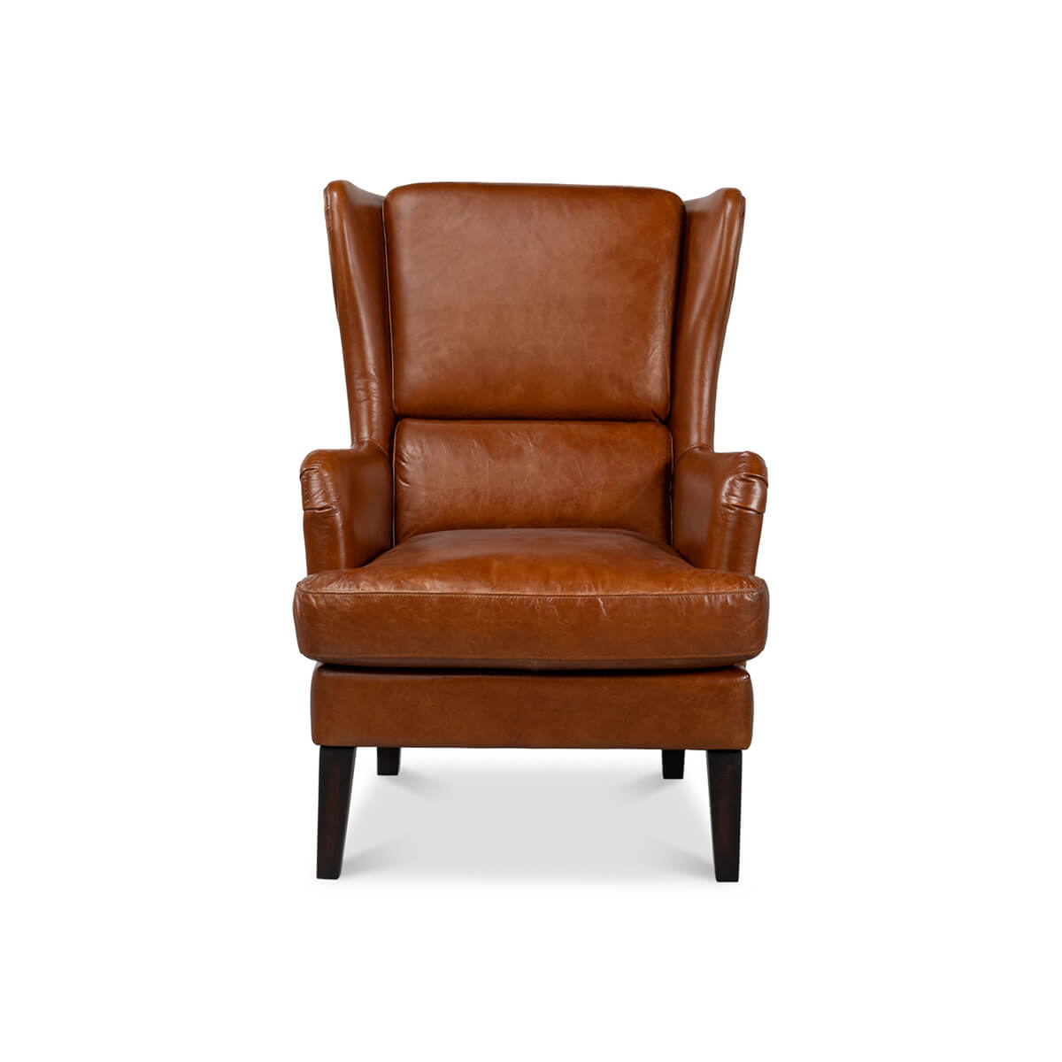 Classic Wingback Leather Chair - English Georgian America