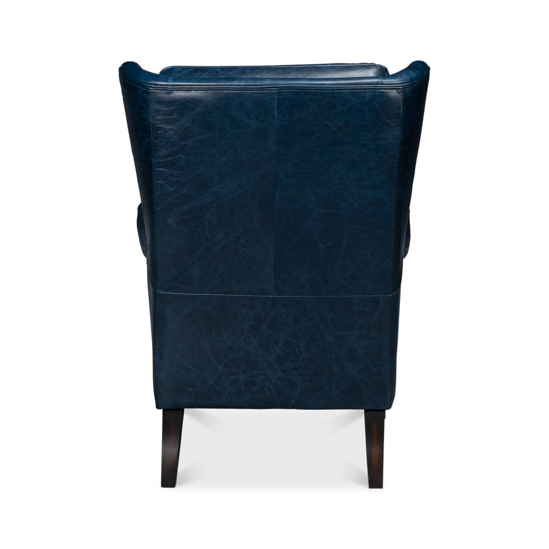 Classic Wingback Leather Chair Chateau Blue - English Georgian America