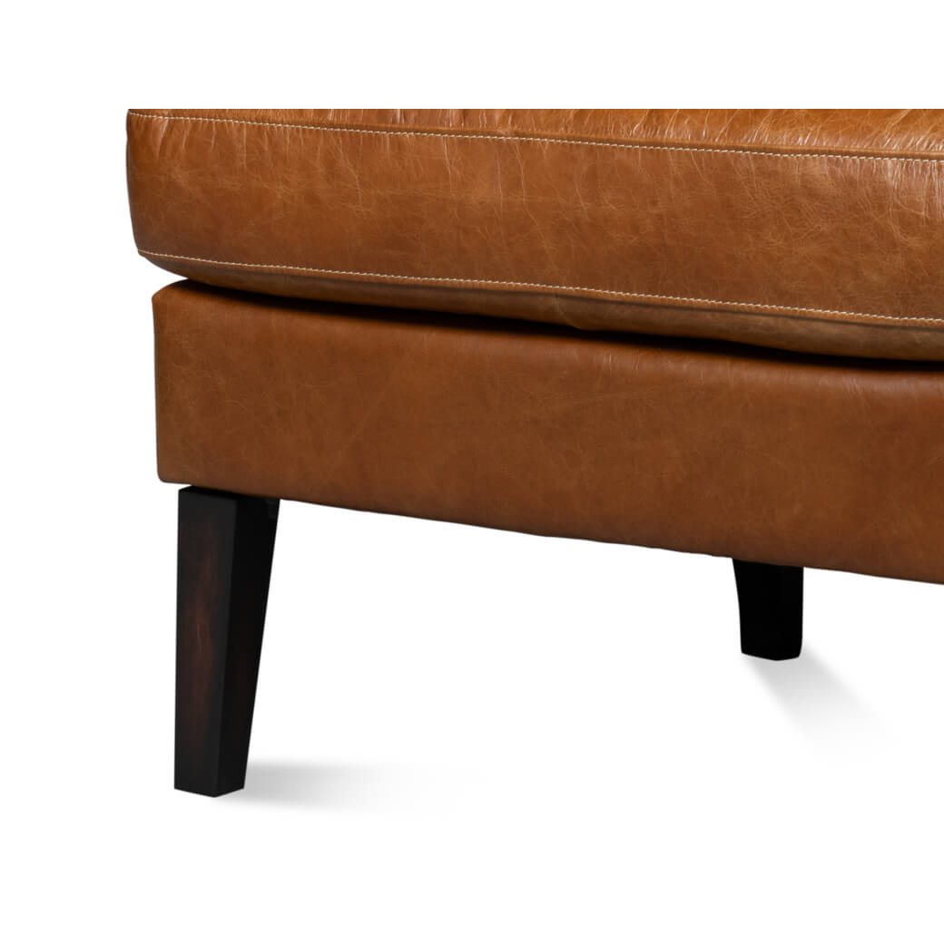 Classic Wingback Leather Chair Cuban Brown - English Georgian America