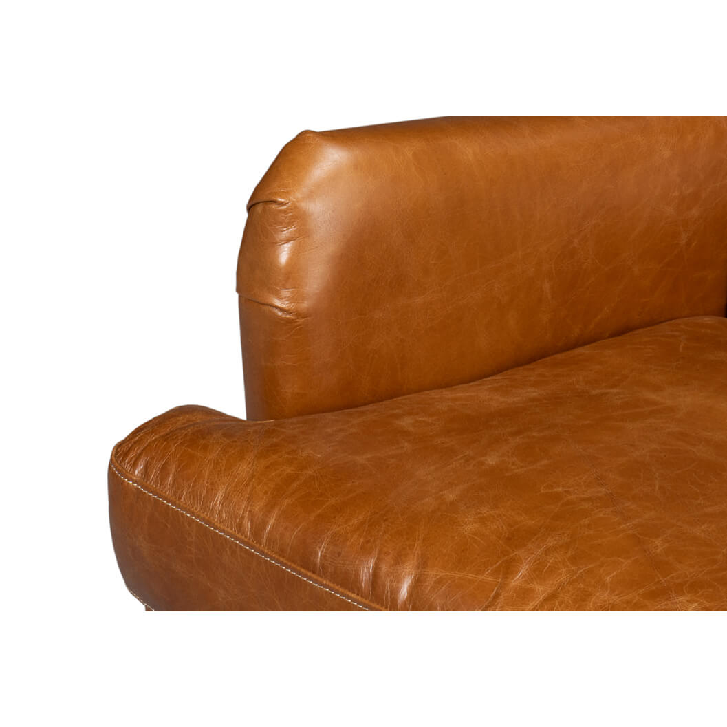 Classic Wingback Leather Chair Cuban Brown - English Georgian America