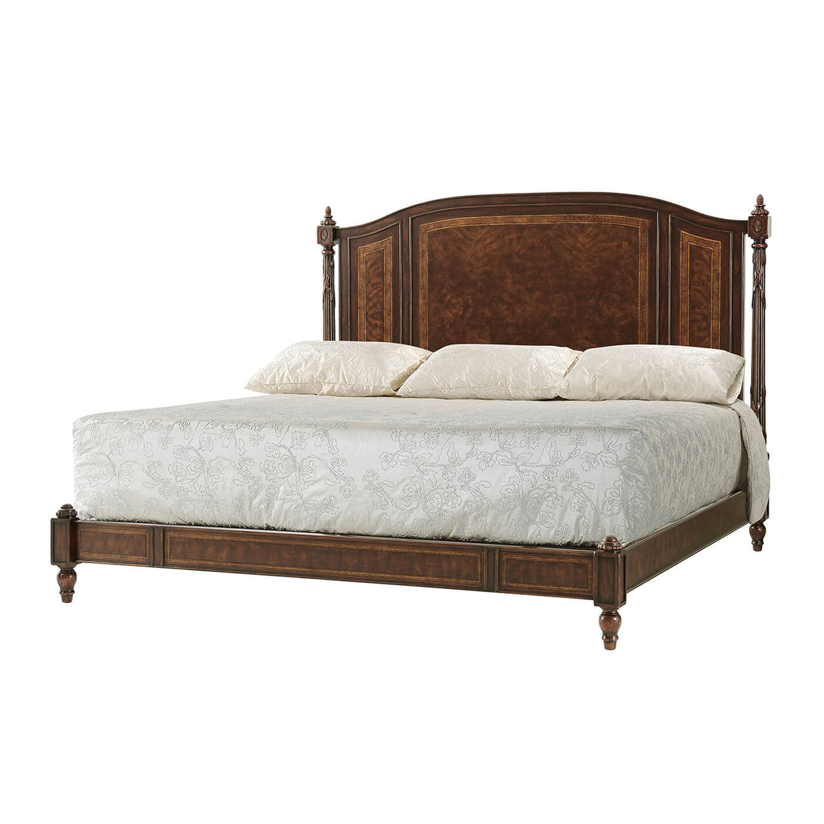 Classical Polished King Size Bed - English Georgian America