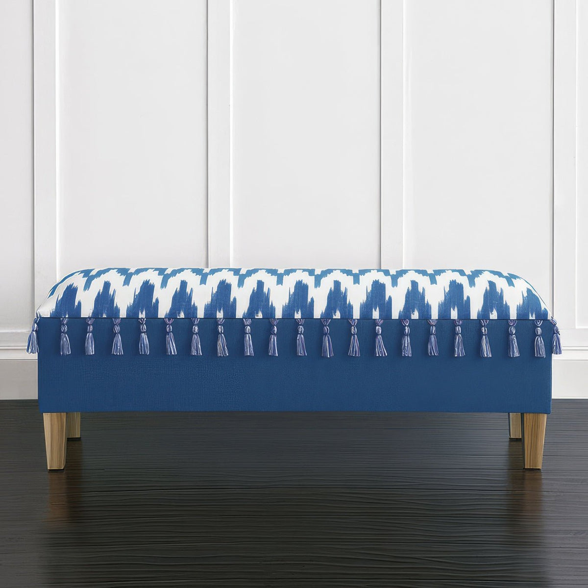 Coastal Blue Upholstered Storage Bench - English Georgian America