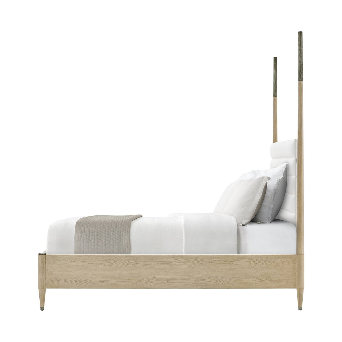 Coastal Mid - Century Modern Oak Four - Poster King Bed - English Georgian America