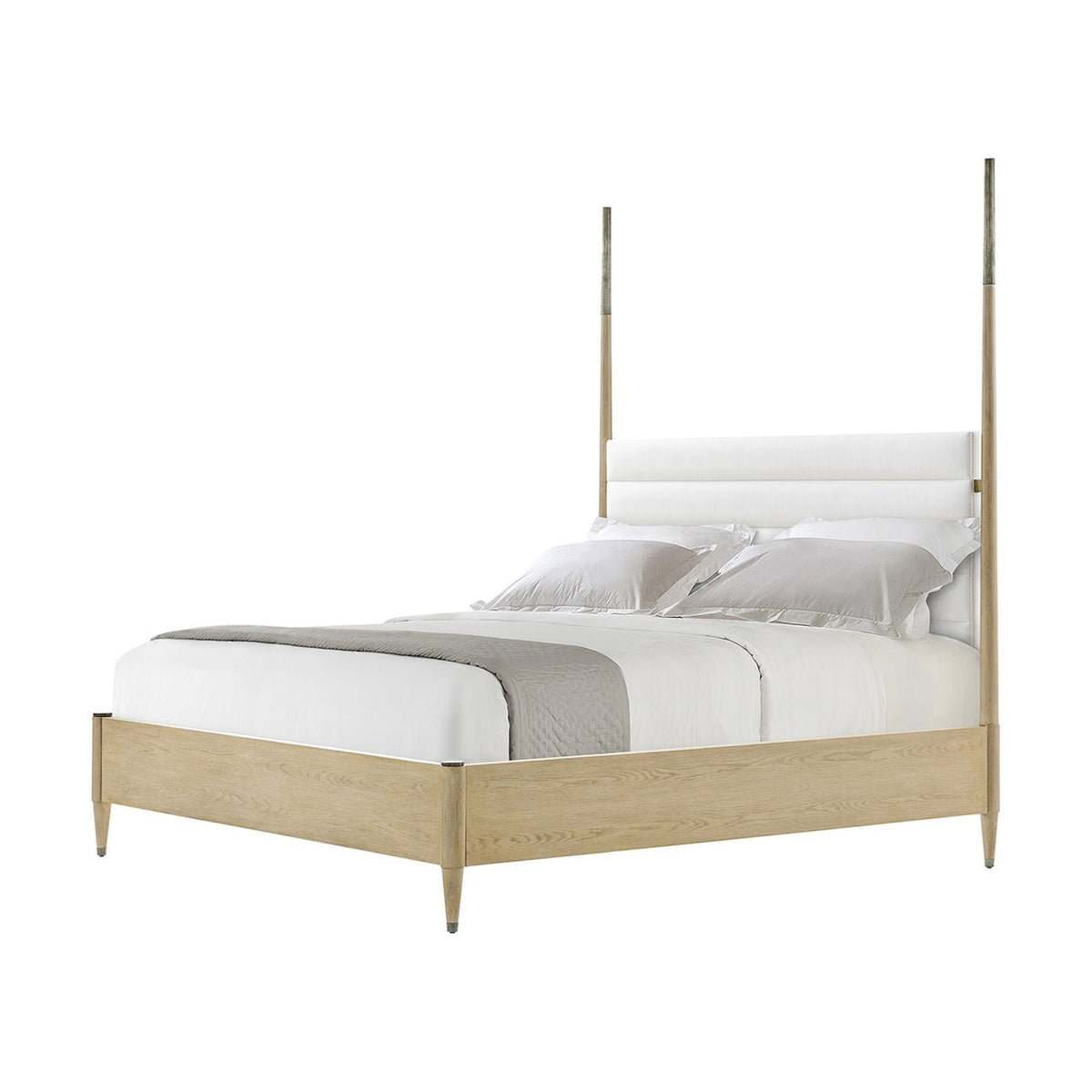 Coastal Mid - Century Modern Oak Four - Poster King Bed - English Georgian America