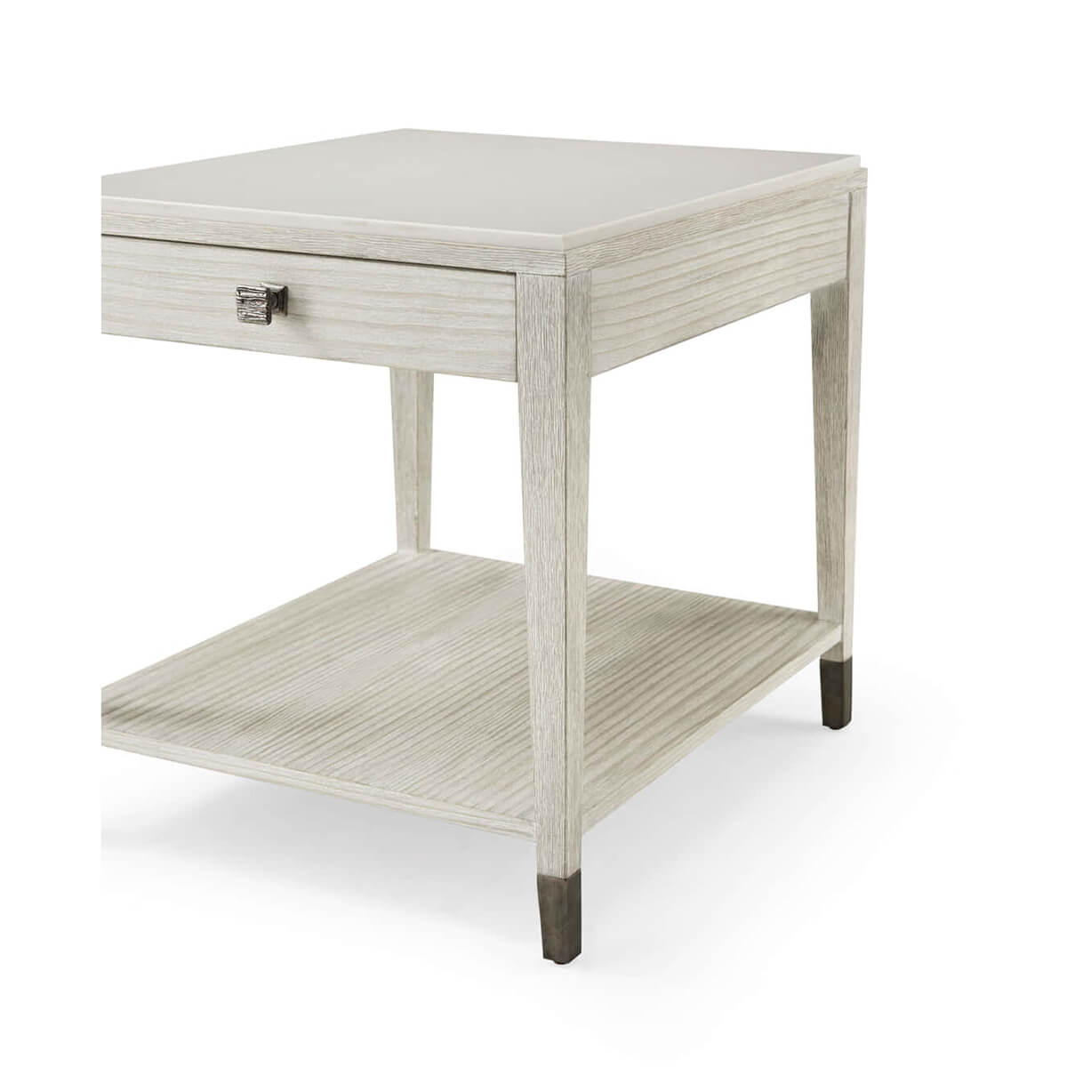 Coastal Painted Stone Top Side Table - English Georgian America
