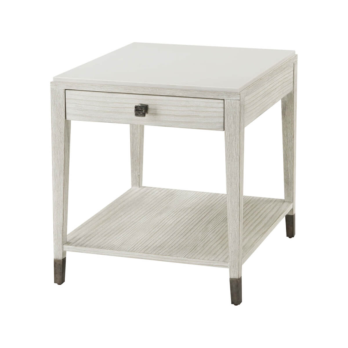 Coastal Painted Stone Top Side Table - English Georgian America