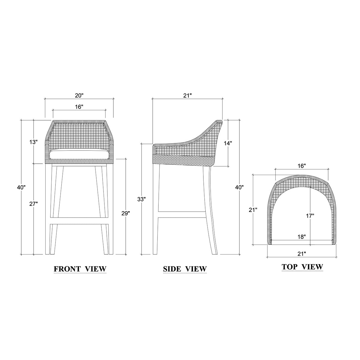 Coastal Rattan Barstool - English Georgian America