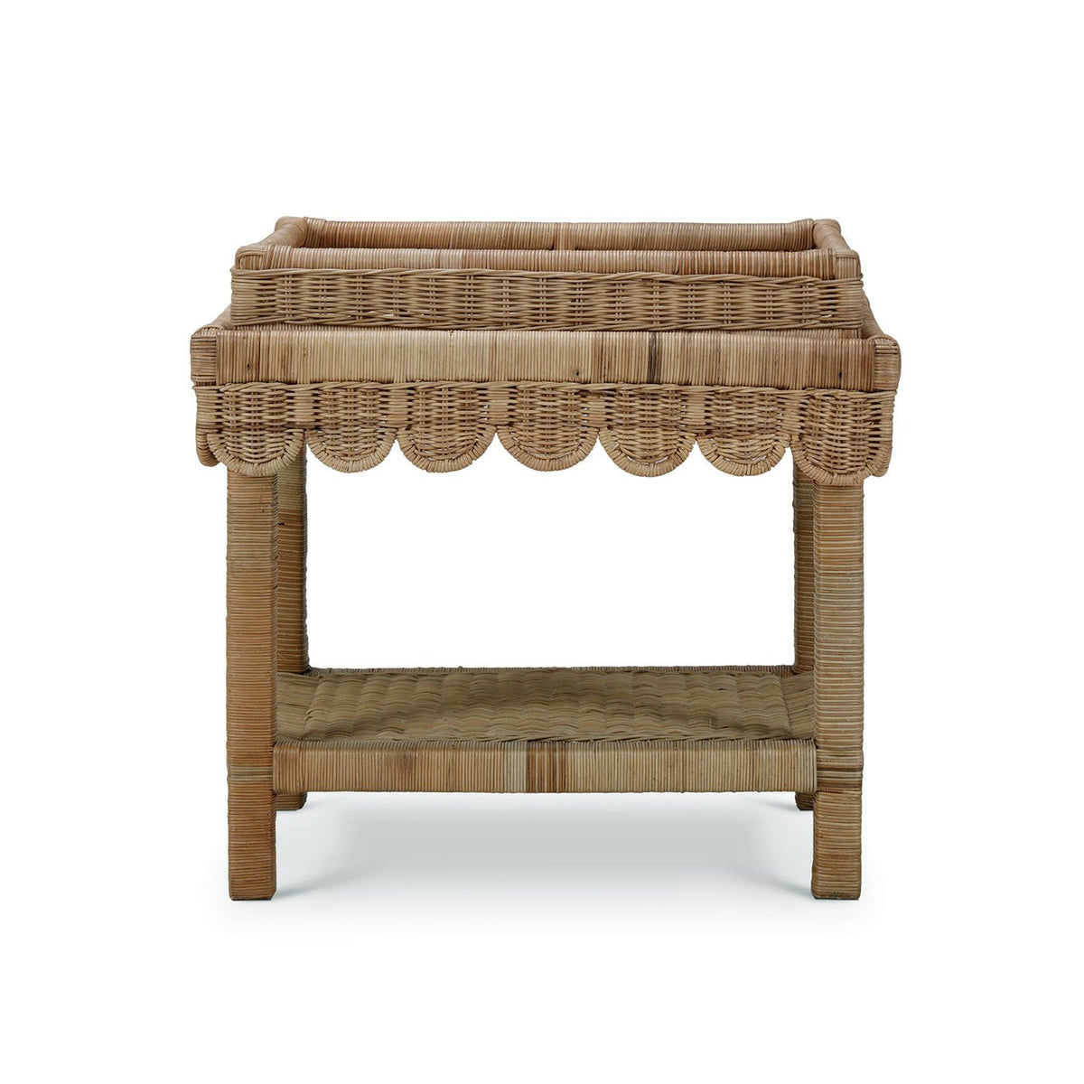 Coastal Rattan Scalloped Side Table - English Georgian America