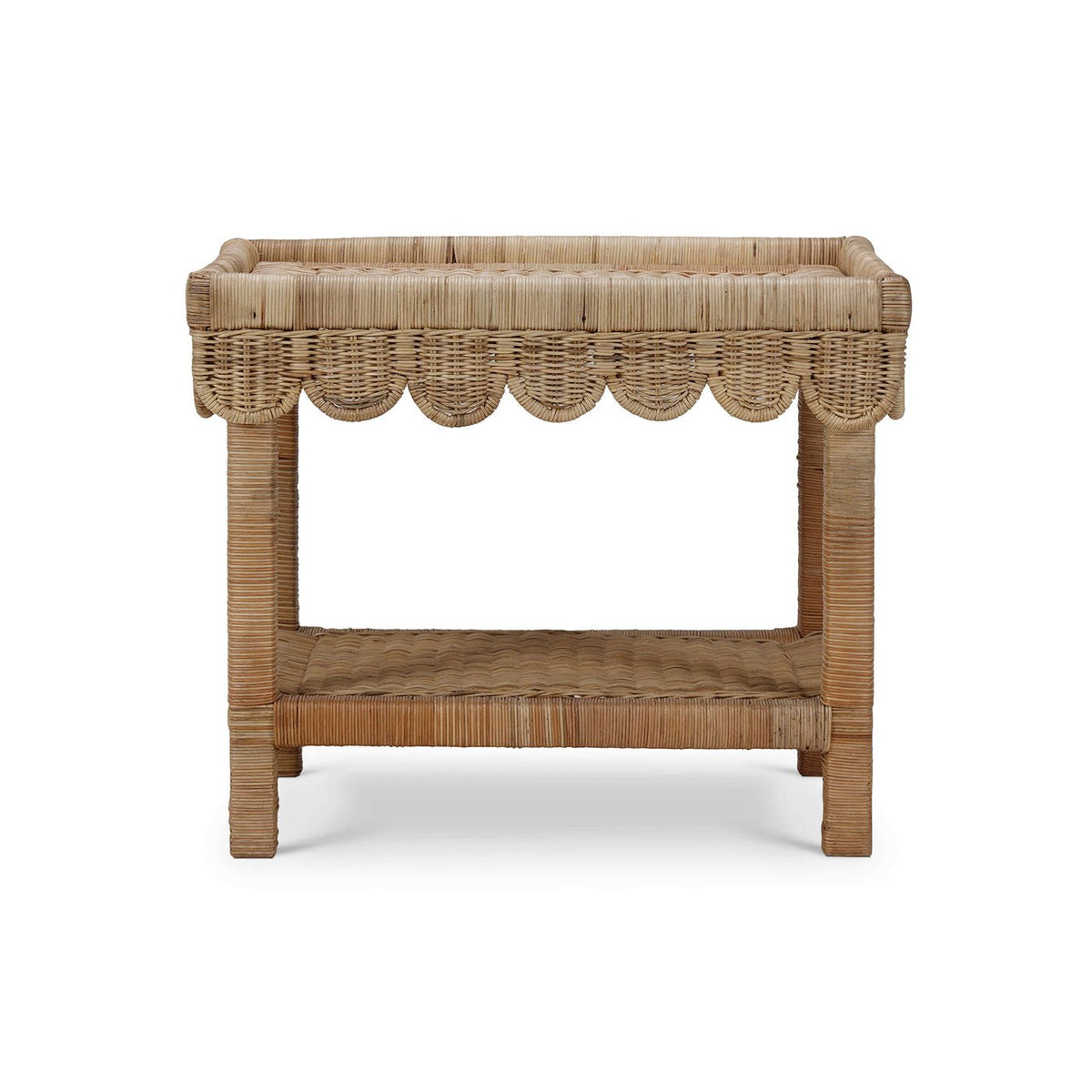 Coastal Rattan Scalloped Side Table - English Georgian America