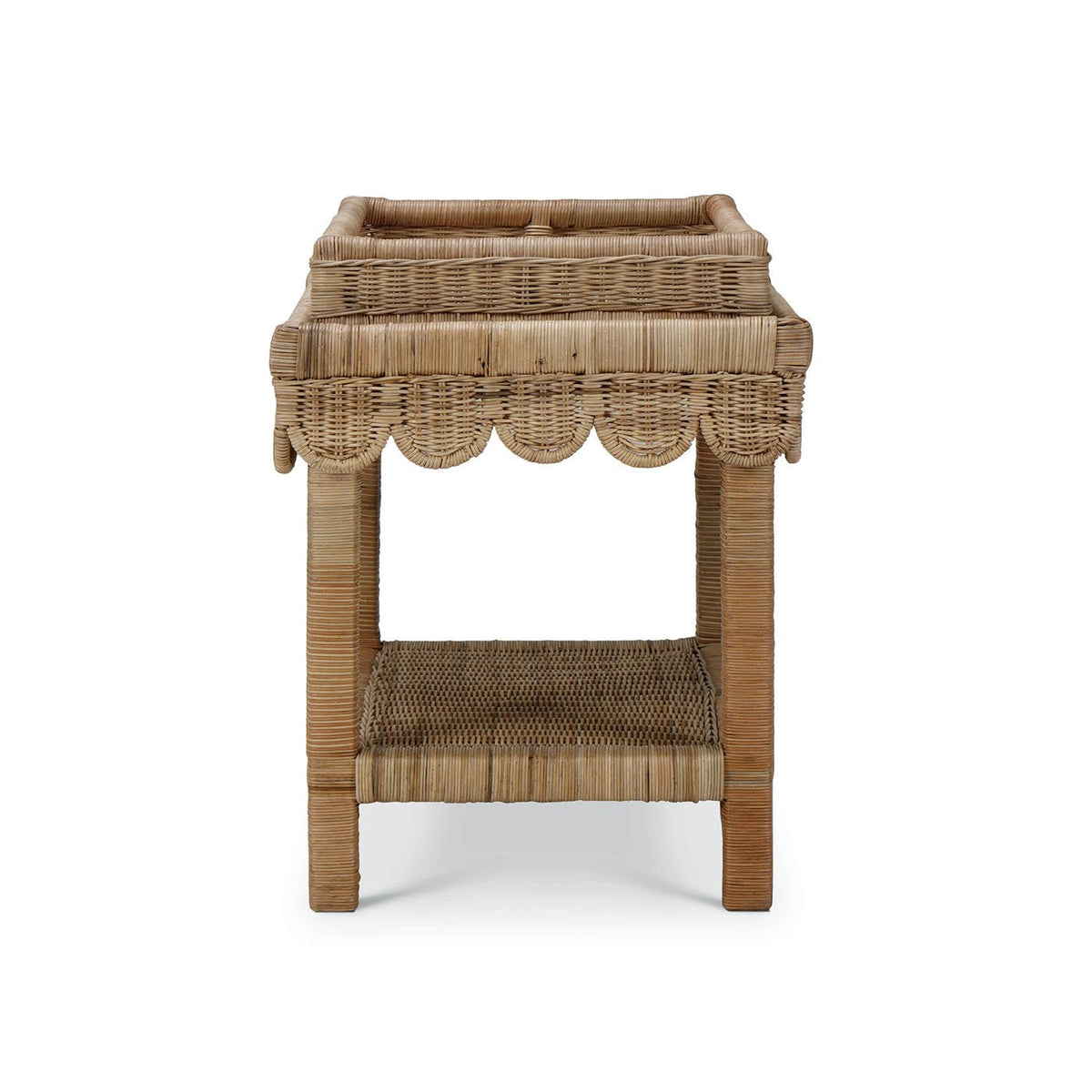 Coastal Rattan Scalloped Side Table - English Georgian America
