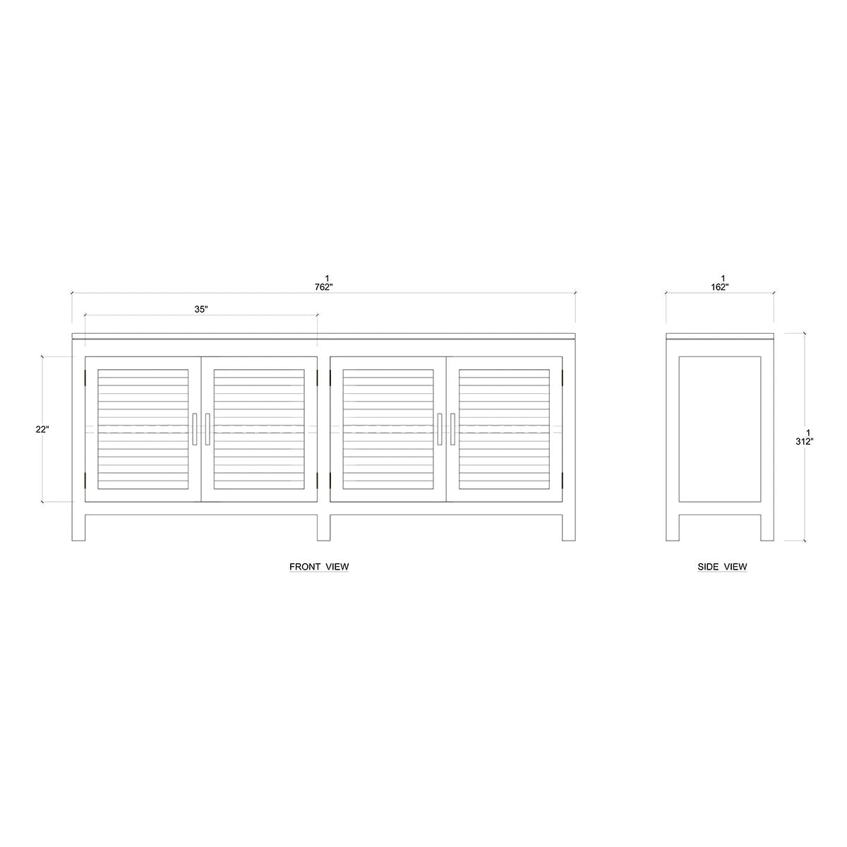 Coastal Sideboard - Antique French Oak Finish - English Georgian America