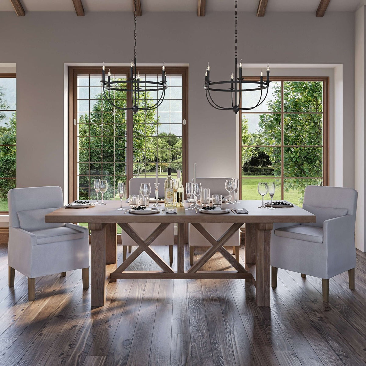 Coastal Slipcovered Dining Armchair - English Georgian America