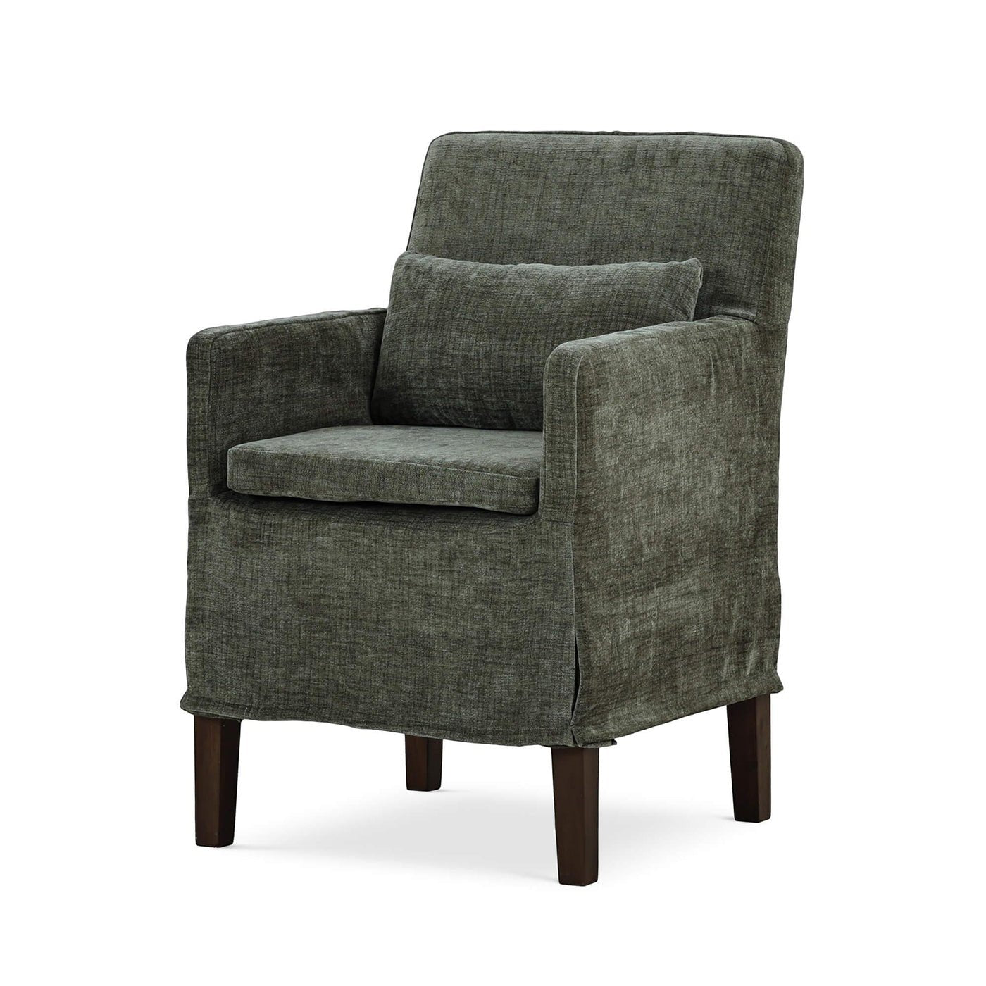 Coastal Slipcovered Dining Armchair - Green Upholstery - English Georgian America