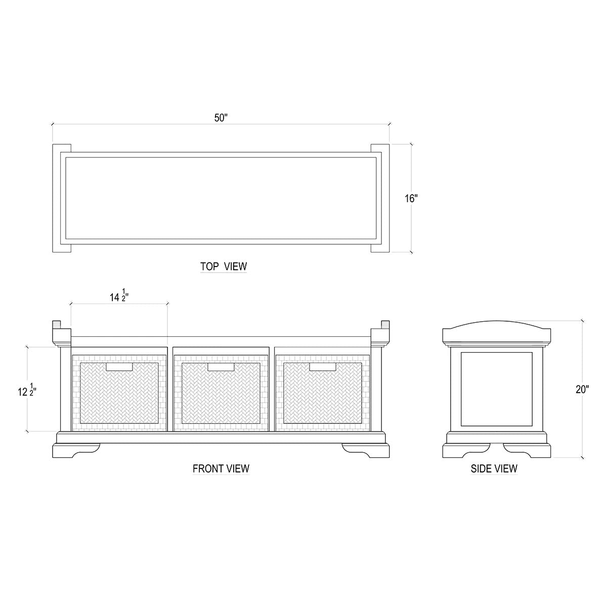 Coastal Storage Bench with Cushion - English Georgian America