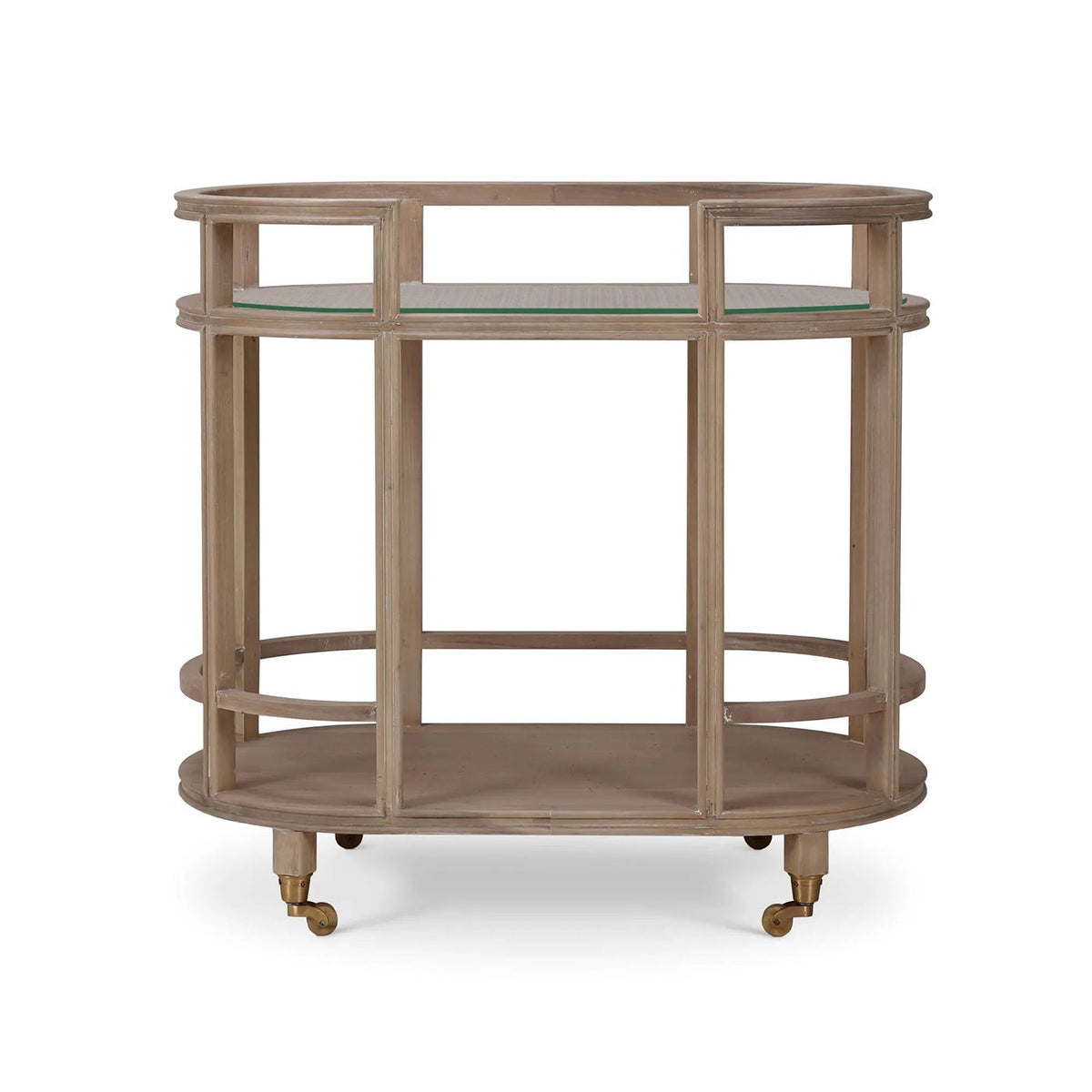 Coastal Style Bar Cart in Light Wood - English Georgian America