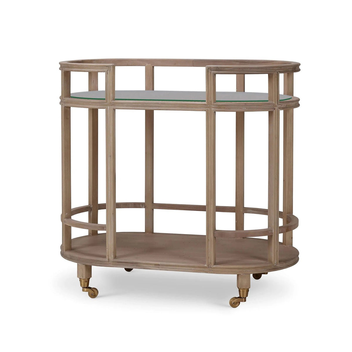 Coastal Style Bar Cart in Light Wood - English Georgian America