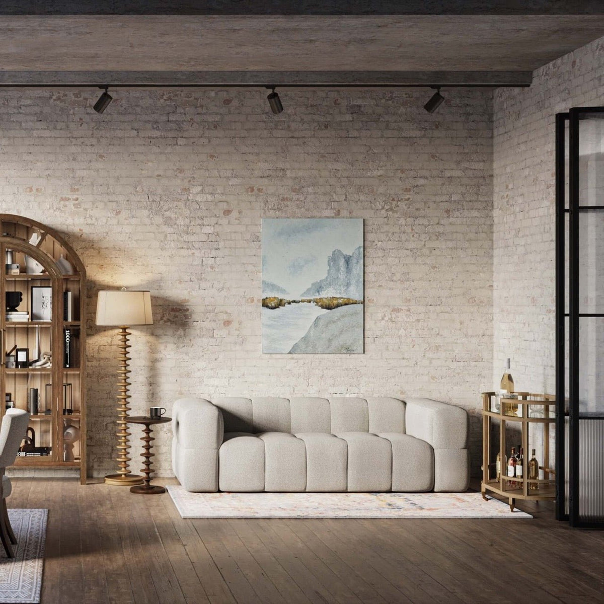 Coastal Style Bar Cart in Light Wood - English Georgian America