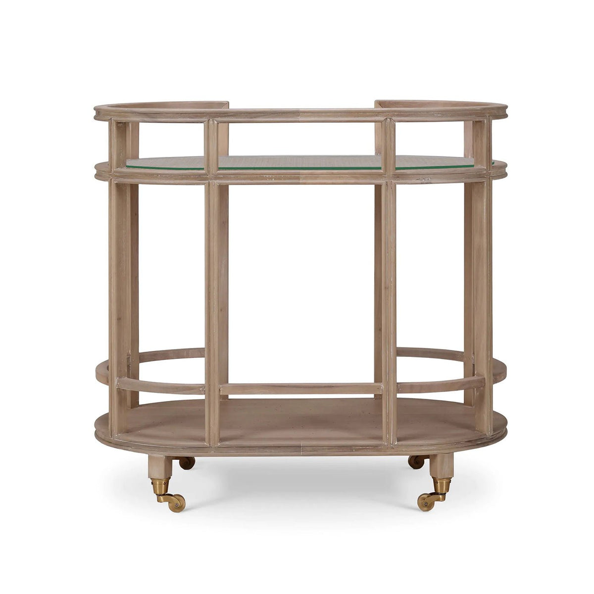 Coastal Style Bar Cart in Light Wood - English Georgian America