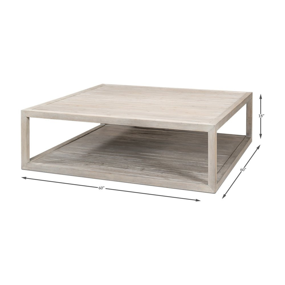 Coastal Style Large Square Coffee Table - English Georgian America