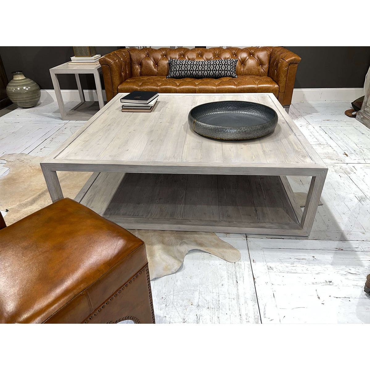 Coastal Style Large Square Coffee Table - English Georgian America