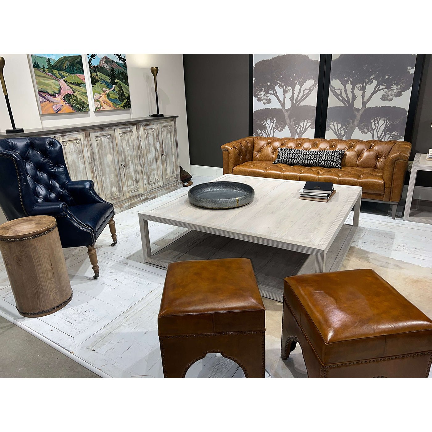 Coastal Style Large Square Coffee Table - English Georgian America