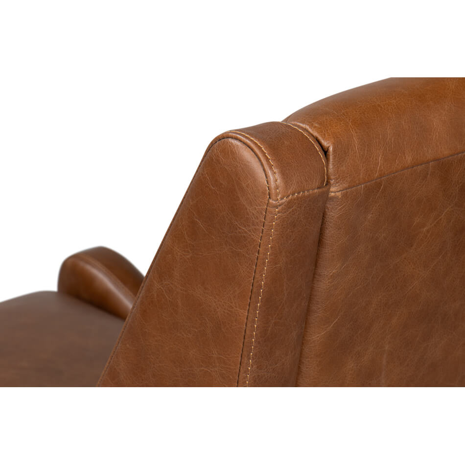 Cognac Leather Accent Chair - English Georgian America