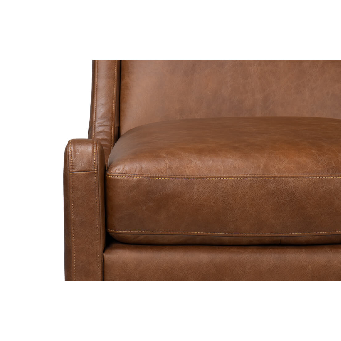 Cognac Leather Accent Chair - English Georgian America