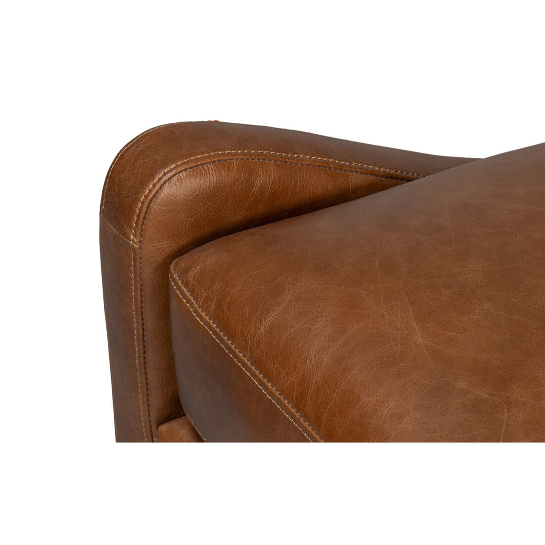 Cognac Leather Accent Chair - English Georgian America