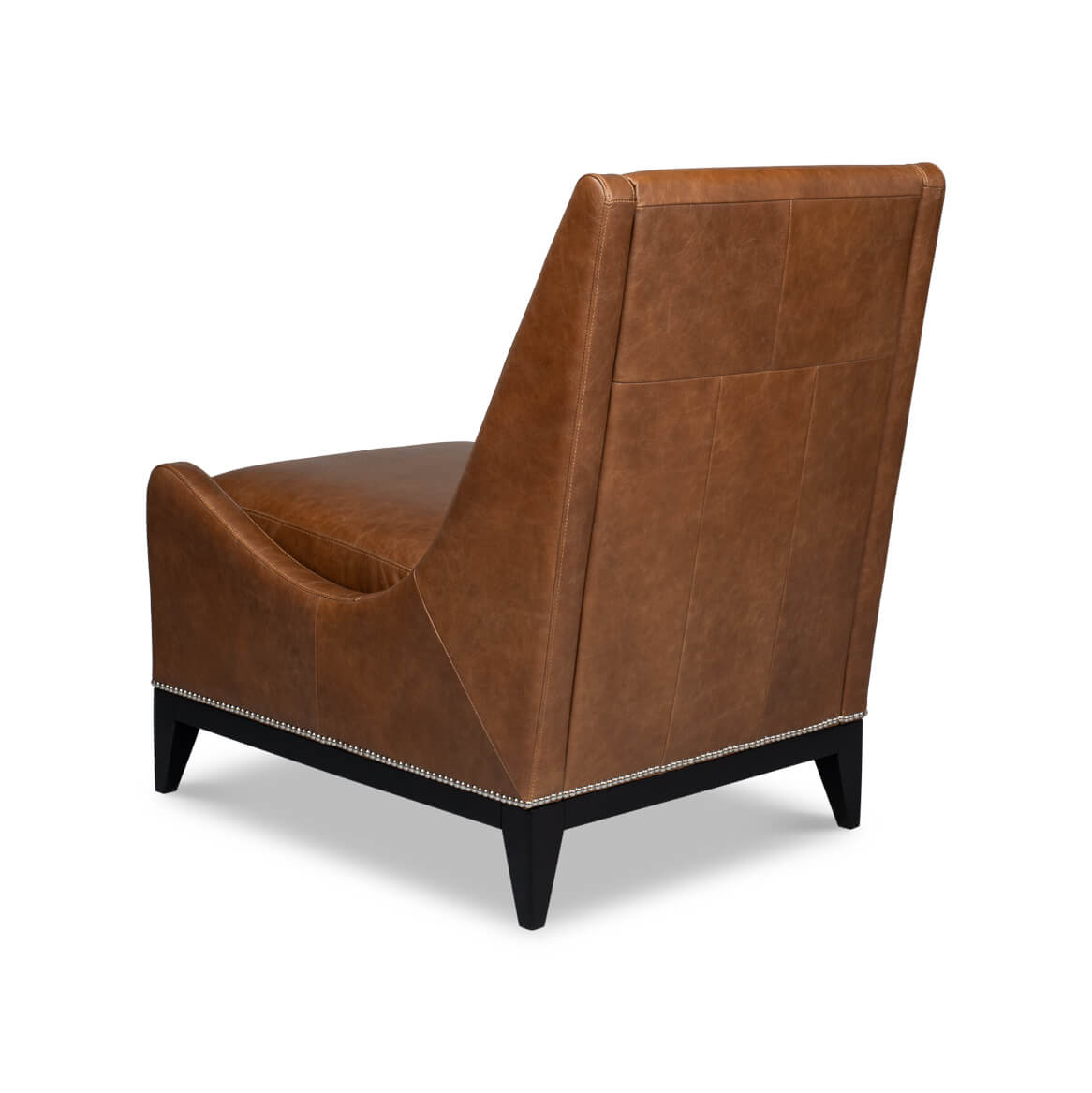 Cognac Leather Accent Chair - English Georgian America
