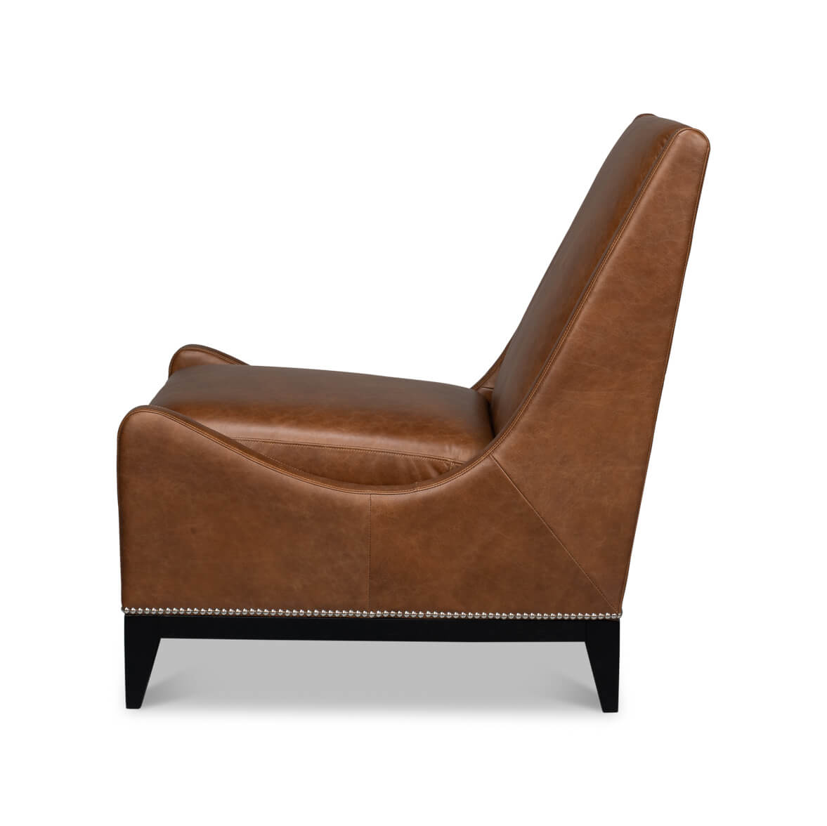Cognac Leather Accent Chair - English Georgian America