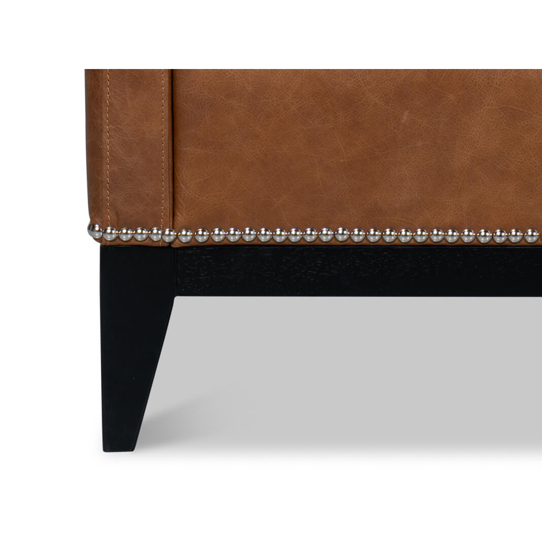 Cognac Leather Accent Chair - English Georgian America